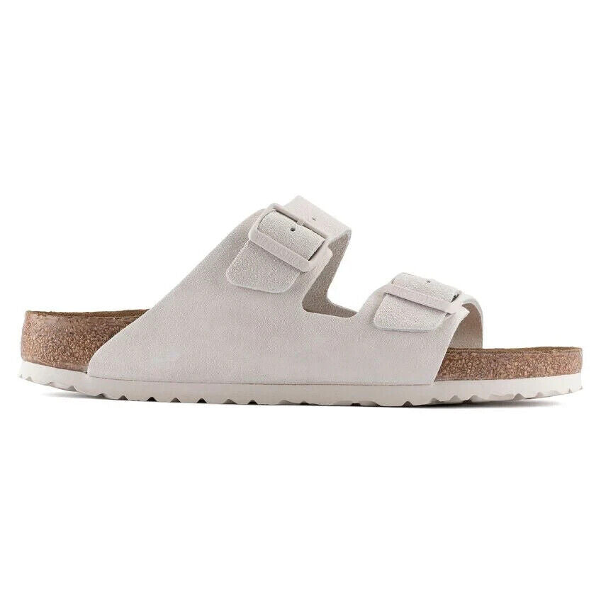 Men's Birkenstock Arizona 1024554-100 Sandal US 7-7.5 White Suede Slip-On ZPO336 (White,7-7.5)
