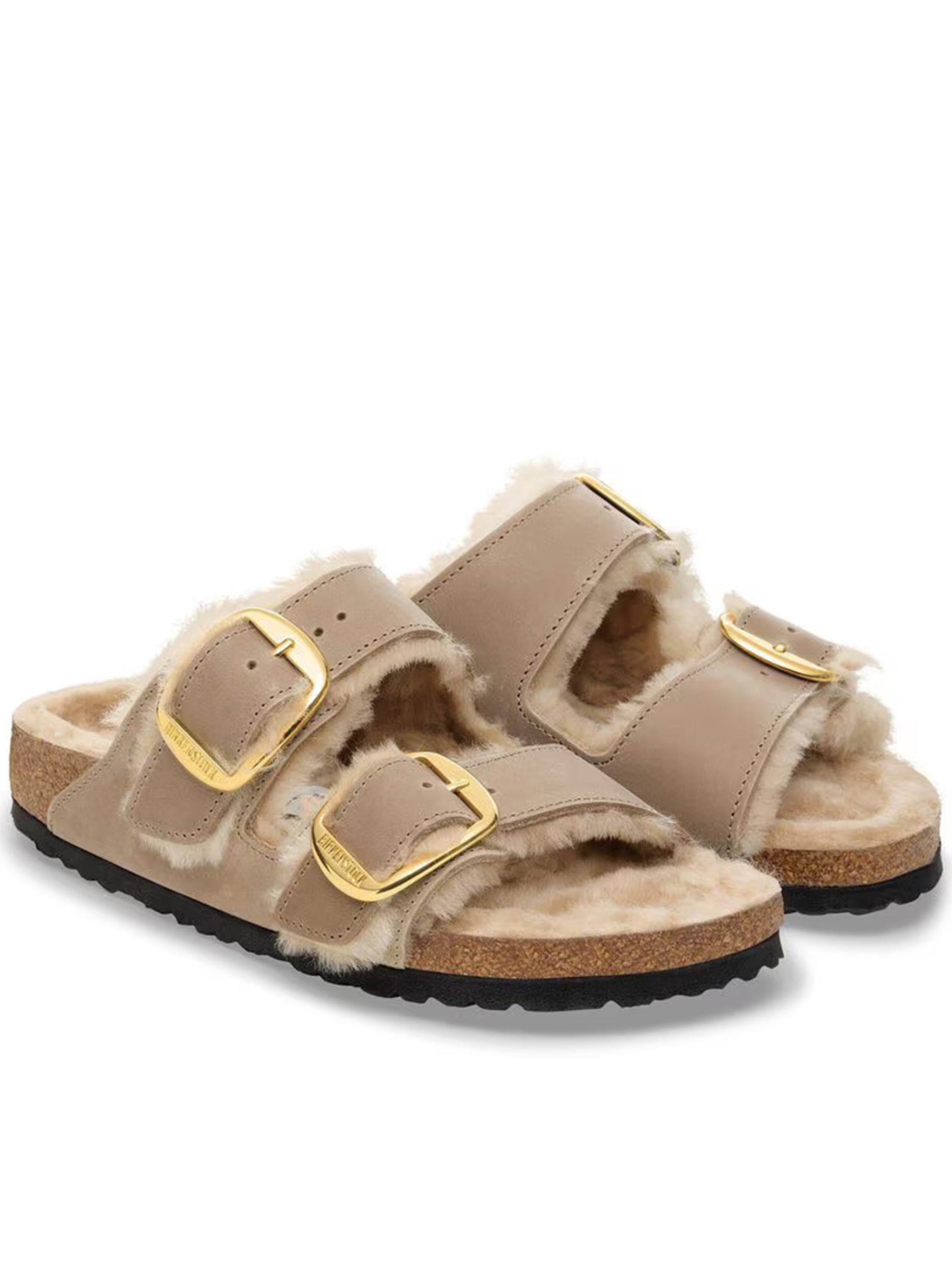 Arizona Big Buckle Shearling-Lined Sandals