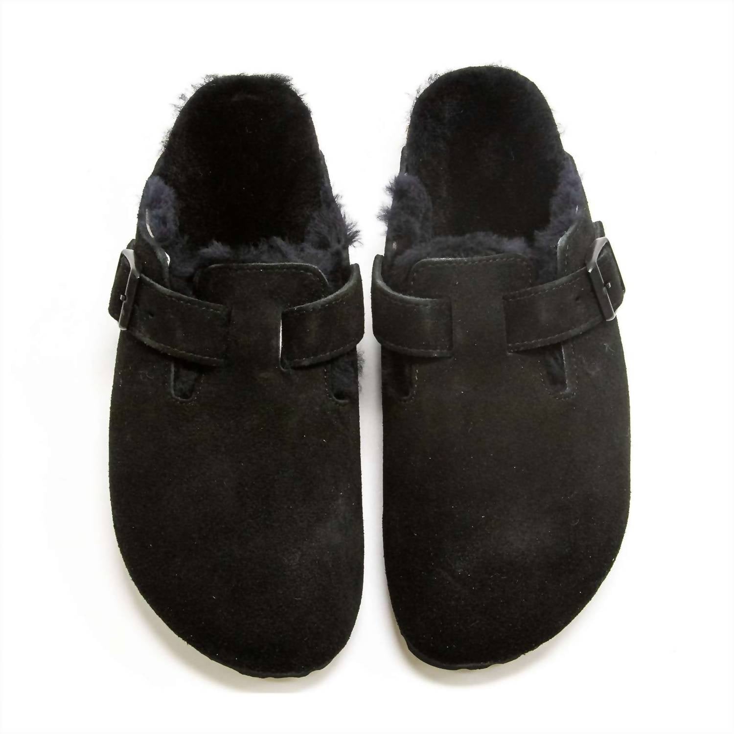 Women's Boston Shearling Suede Clogs In Black