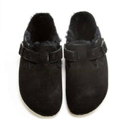 Women's Boston Shearling Suede Clogs In Black