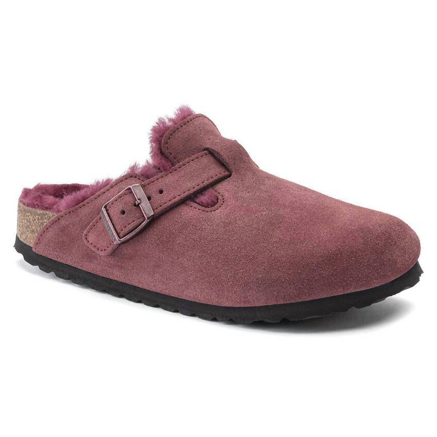 Unisex Boston Shearling Clog In Maroon
