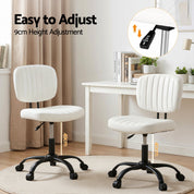 Artiss Armless Office Chair Ergonomic Swivel Home Office Desk Chair PU Leather White