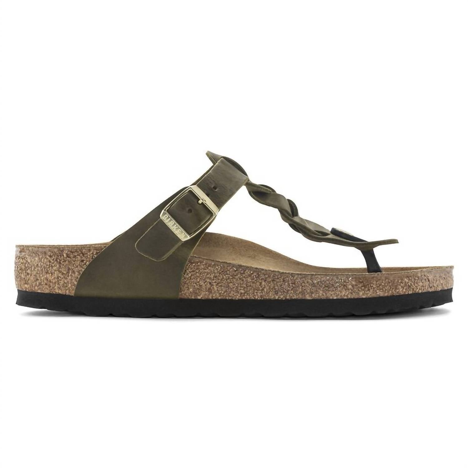 Women's Gizeh Braided Oiled Leather Sandals In Olive Green