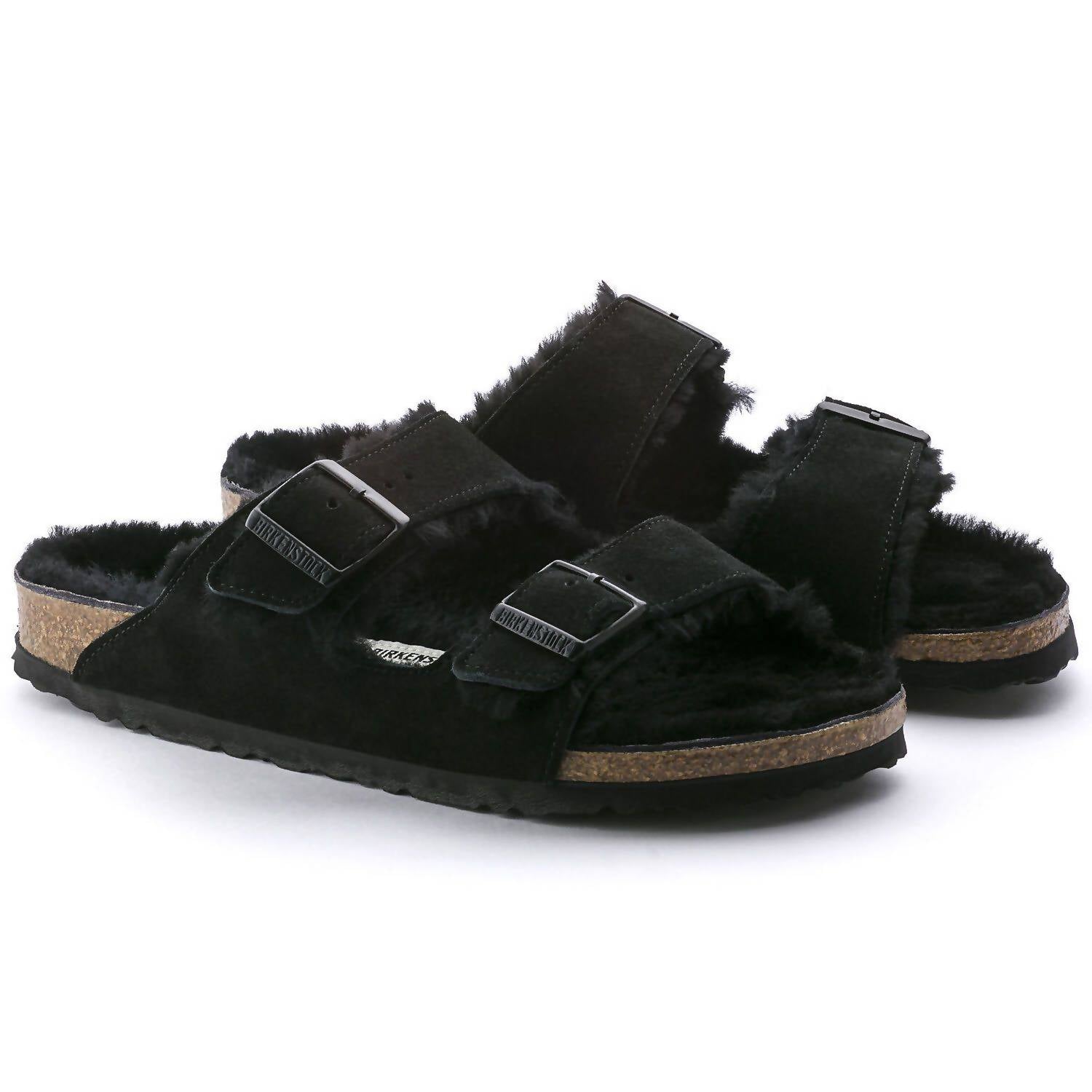 Unisex Arizona Fur Shearling Sandal In Black