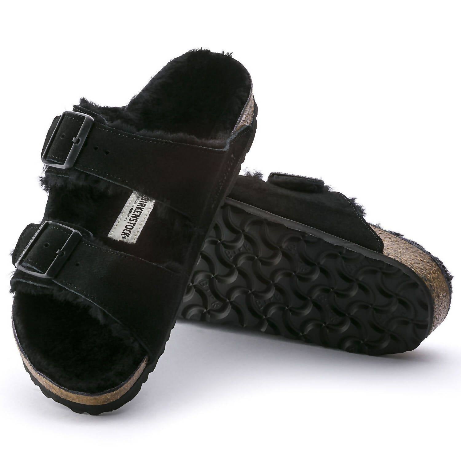 Unisex Arizona Fur Shearling Sandal In Black