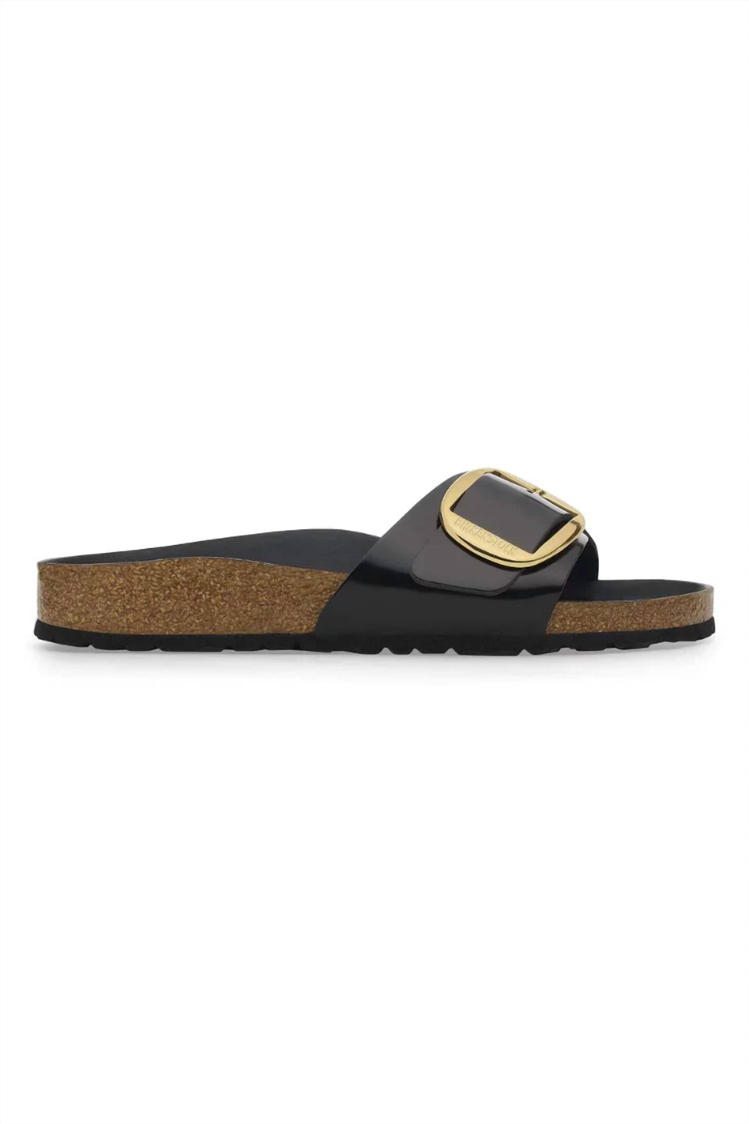 Women's Madrid Big Buckle Sandals In High Shine Black