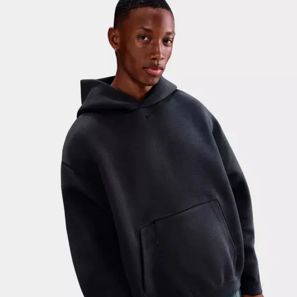 Nike Tech Oversized Fleece Hoodie Mens Gray Kangaroo Pocket Pullover JAX1056