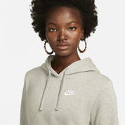Women's Nike Sportswear Club Hoodie Gray Fleece Pullover Performance UPS668