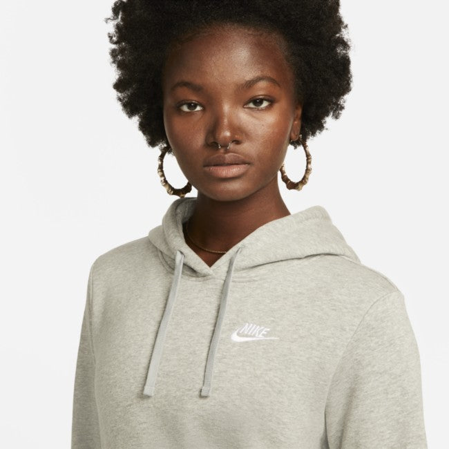 Women's Nike Sportswear Club Hoodie Gray Fleece Pullover Performance UPS668