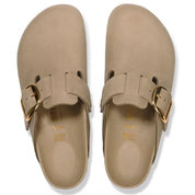 Women's Boston Big Buckle Oiled Leather Slippers In Brown Brown