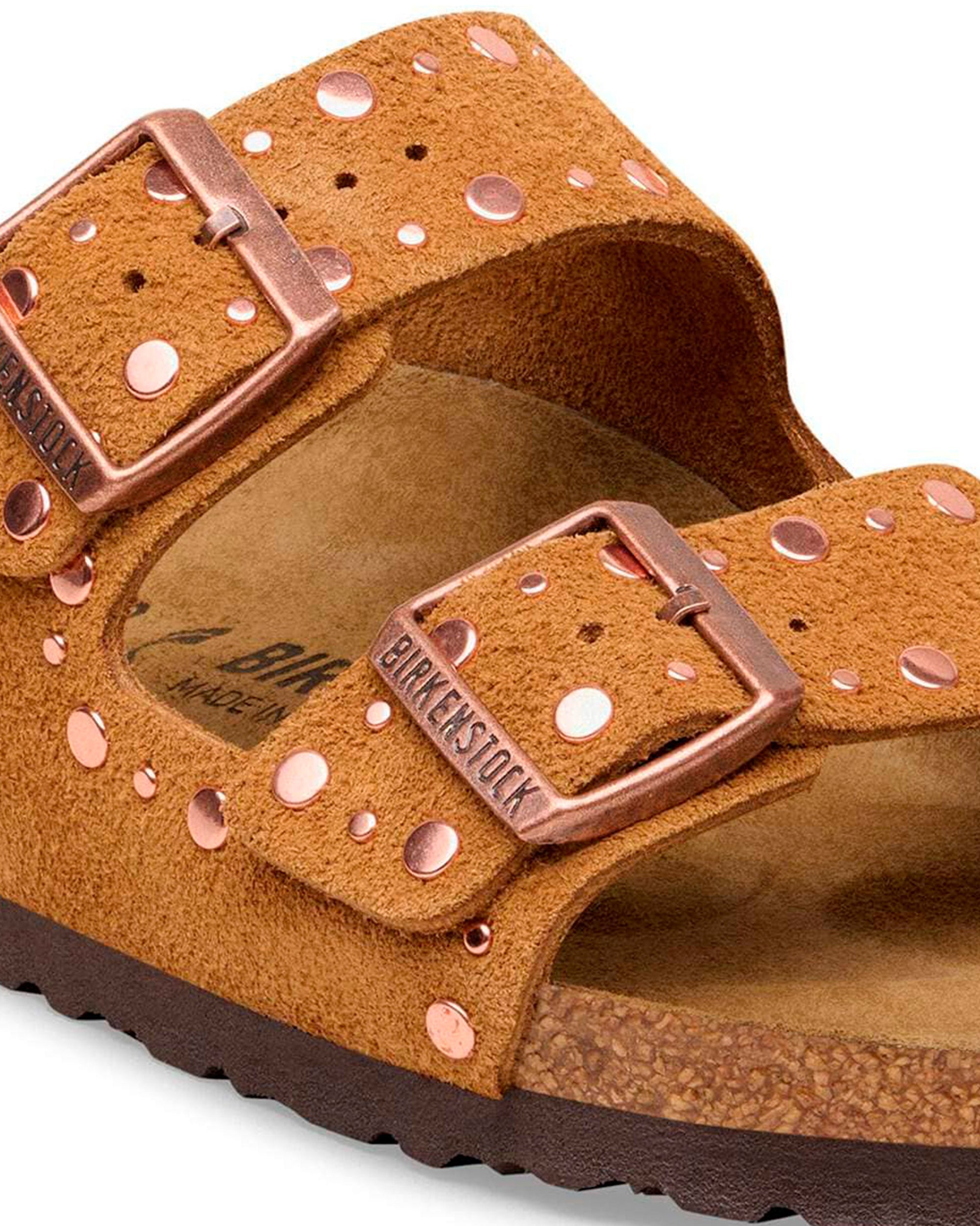 Mink Arizona Rivet Suede Sandals