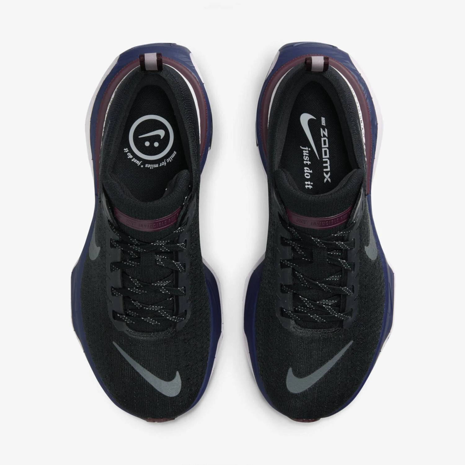 Women's Zoom X Invincible Run 3 Shoes In Black/grey/maroon