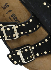 Black Arizona Suede Buckle Slides