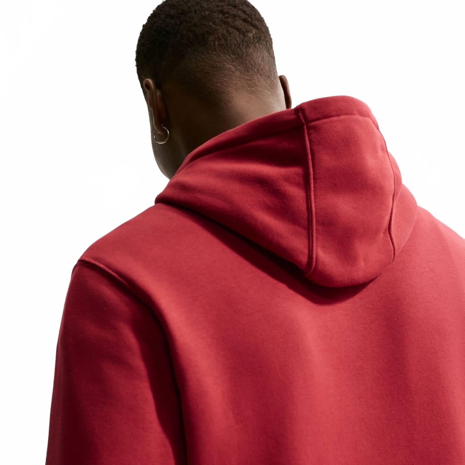 Men's Club Fleece Pull Over Hoodie In Crimson/white