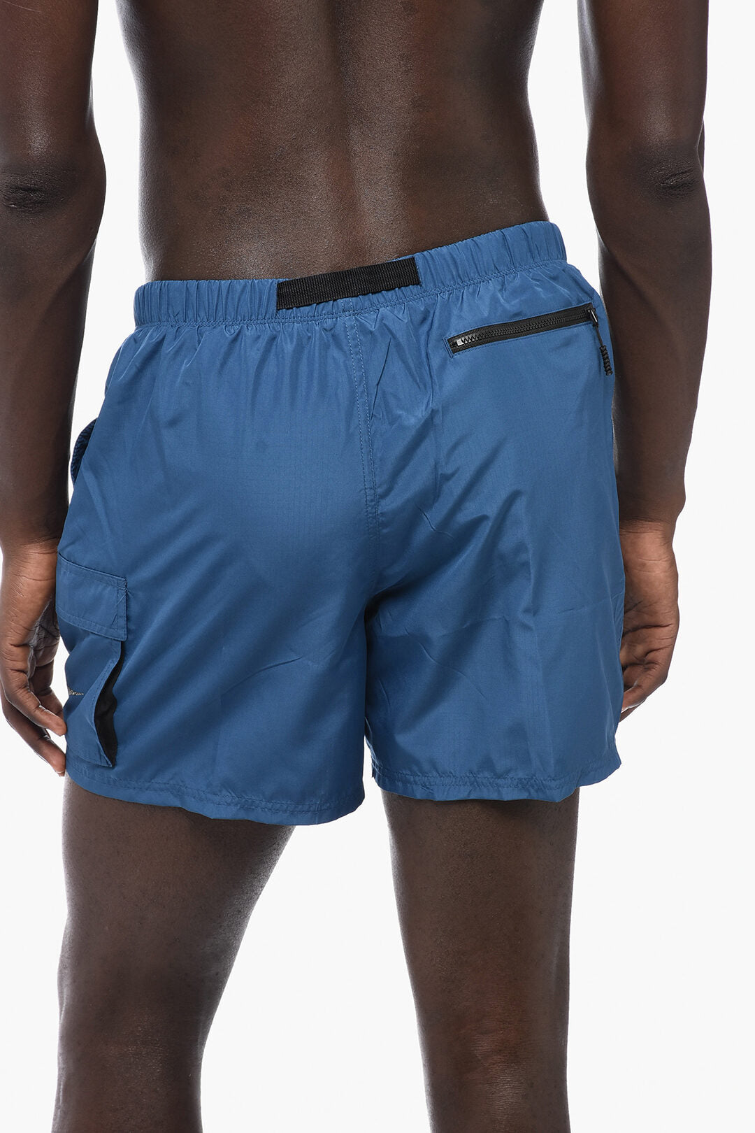 Solid-Color Swim Boxer with Industrial Belt