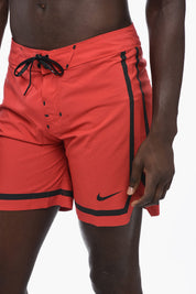 Stretch Fabric Boxer Swim Shorts with Contrast Details