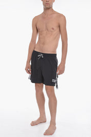 SWIM Solid-Color Boxer Swim Trunks with Logo Side Band