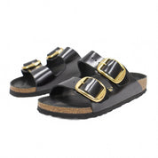 Women's Arizona Big Buckle Sandals In High Shine Black