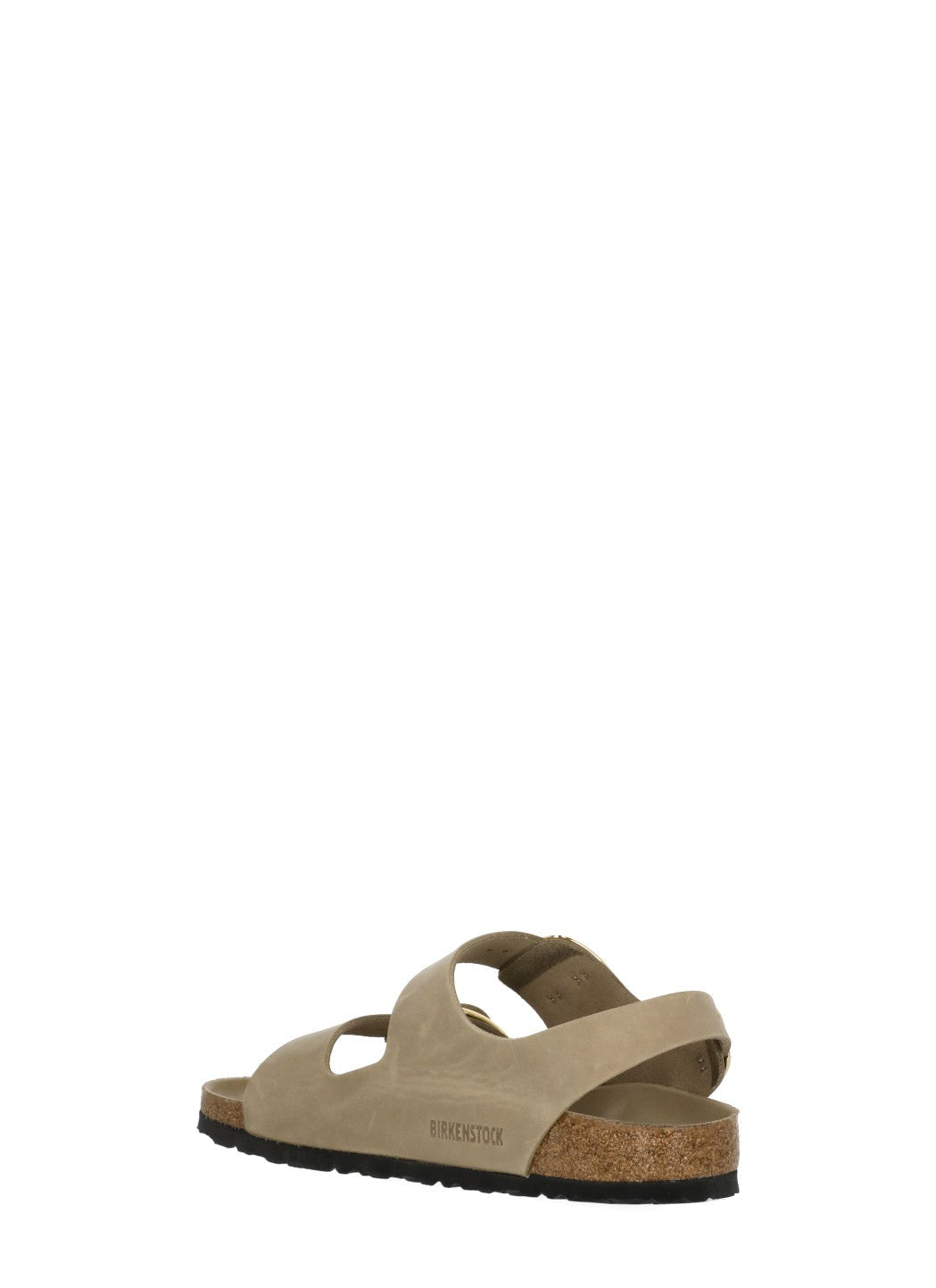 Beige Milano Big Buckle Polished Leather Sandals