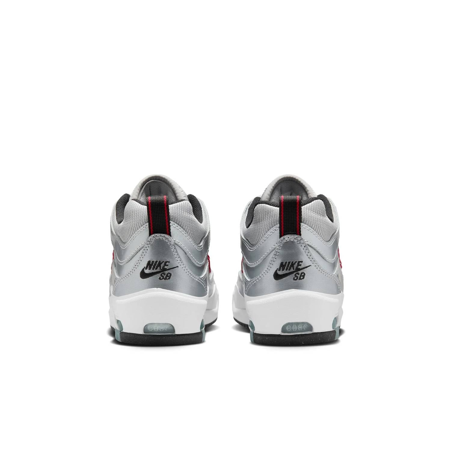 Men's Air Max Ishod Premium Sneakers In Metallic Silver, Varsity Red
