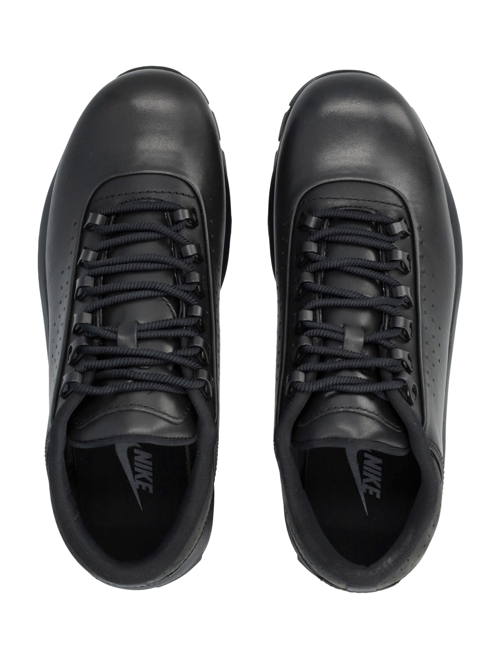 Black Leather Low-Top Sneakers With Visible Air Max Cushioning