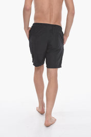 SWIM Solid-Color Boxer Swim Shorts With Belt