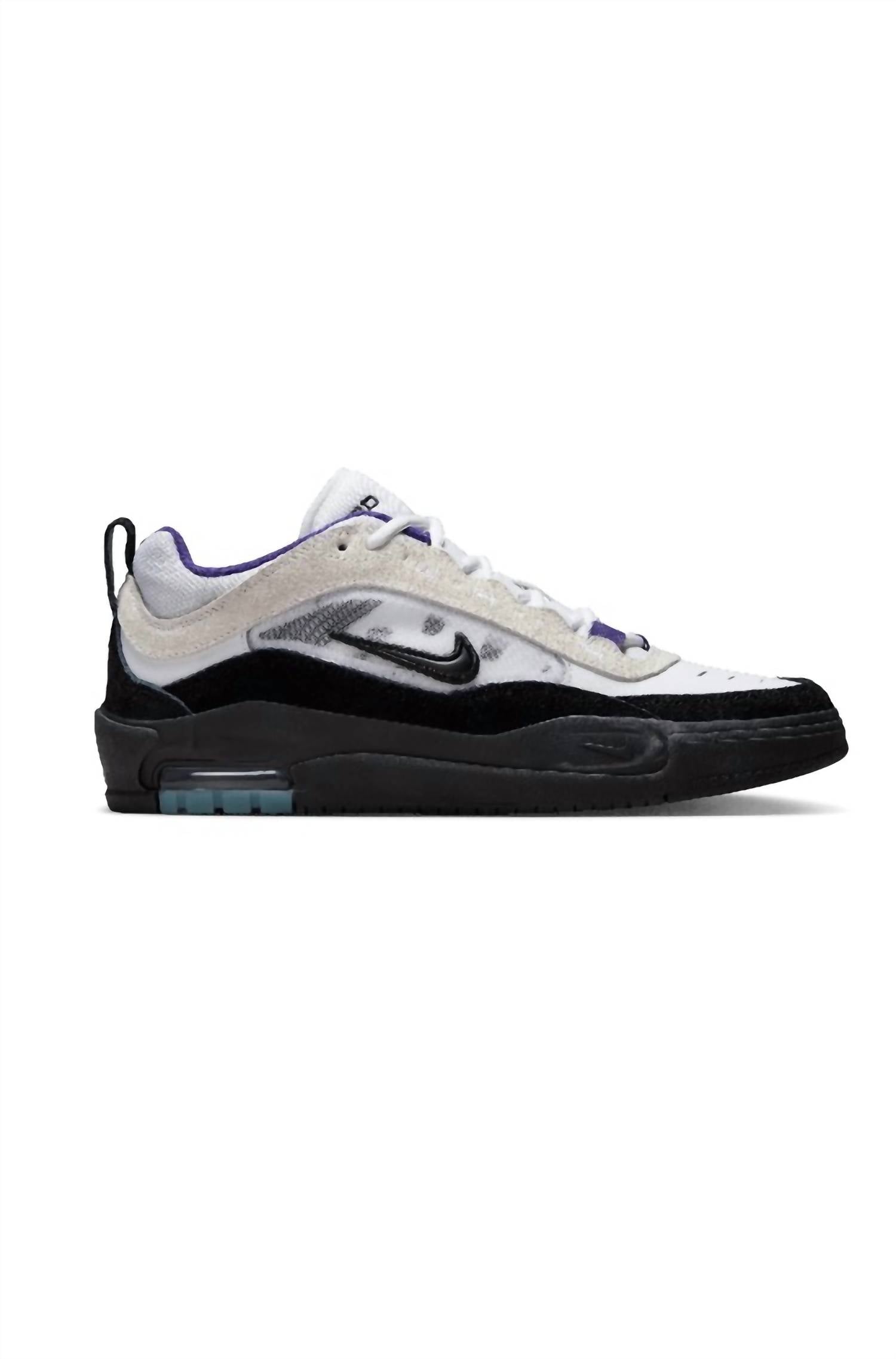 Men's Air Max Ishod Shoes In White/ Black/ Court Purple