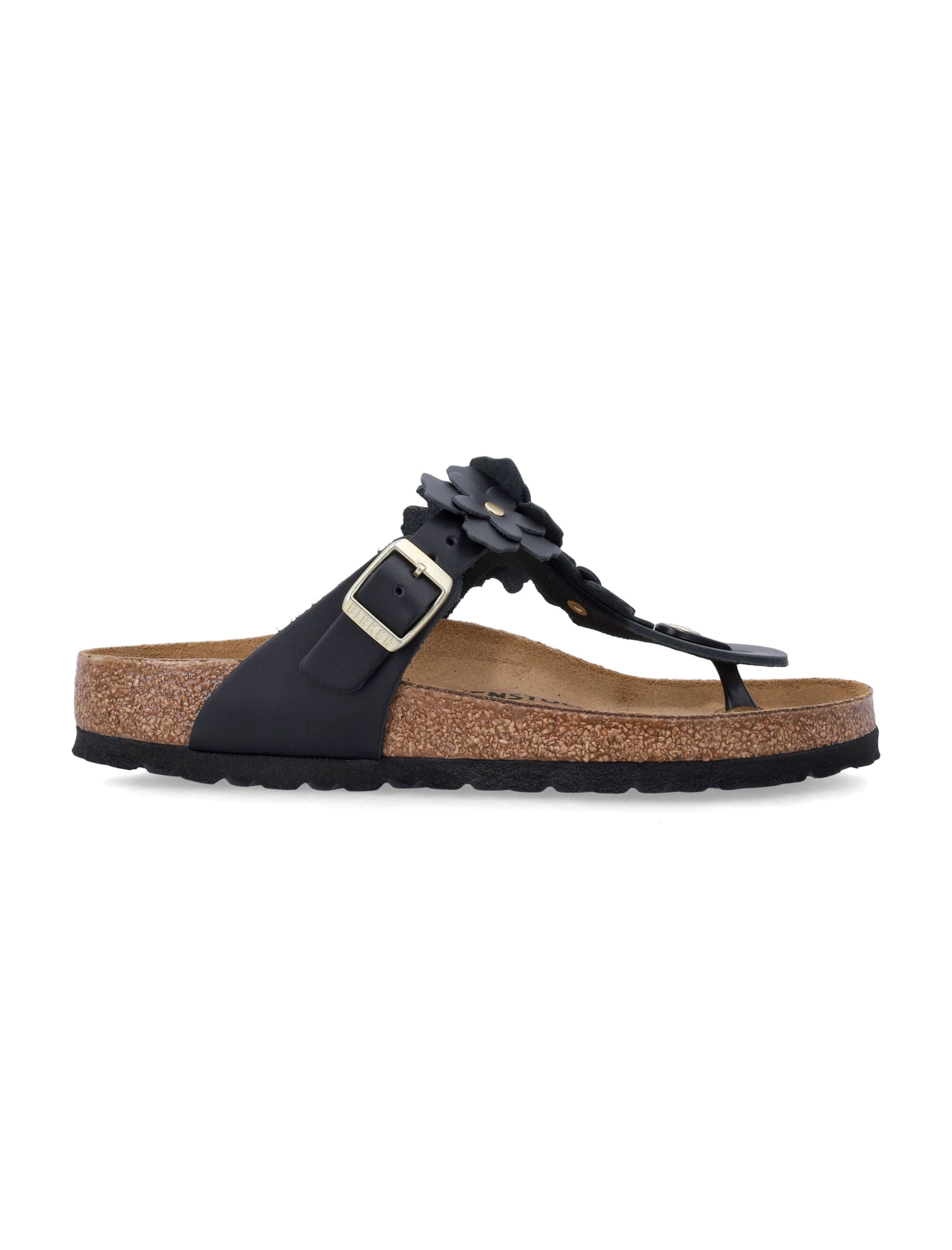 Gizeh Floral Applique Leather Sandals