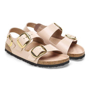 Women's Milano Big Buckle Sandals - Narrow In High-Shine New Beige