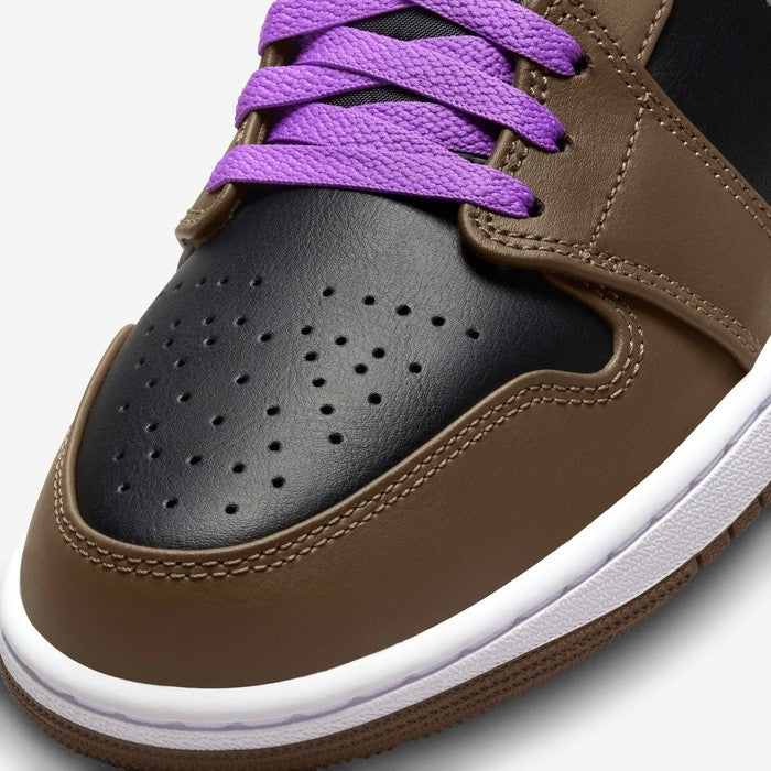 Men's Nike Air Jordan 1 Mid DQ8426-215 Sneaker US 7 Brown Purple Lifestyle Shoes