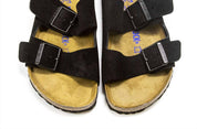 Men's Arizona Soft Footbed Sandals In Black Suede