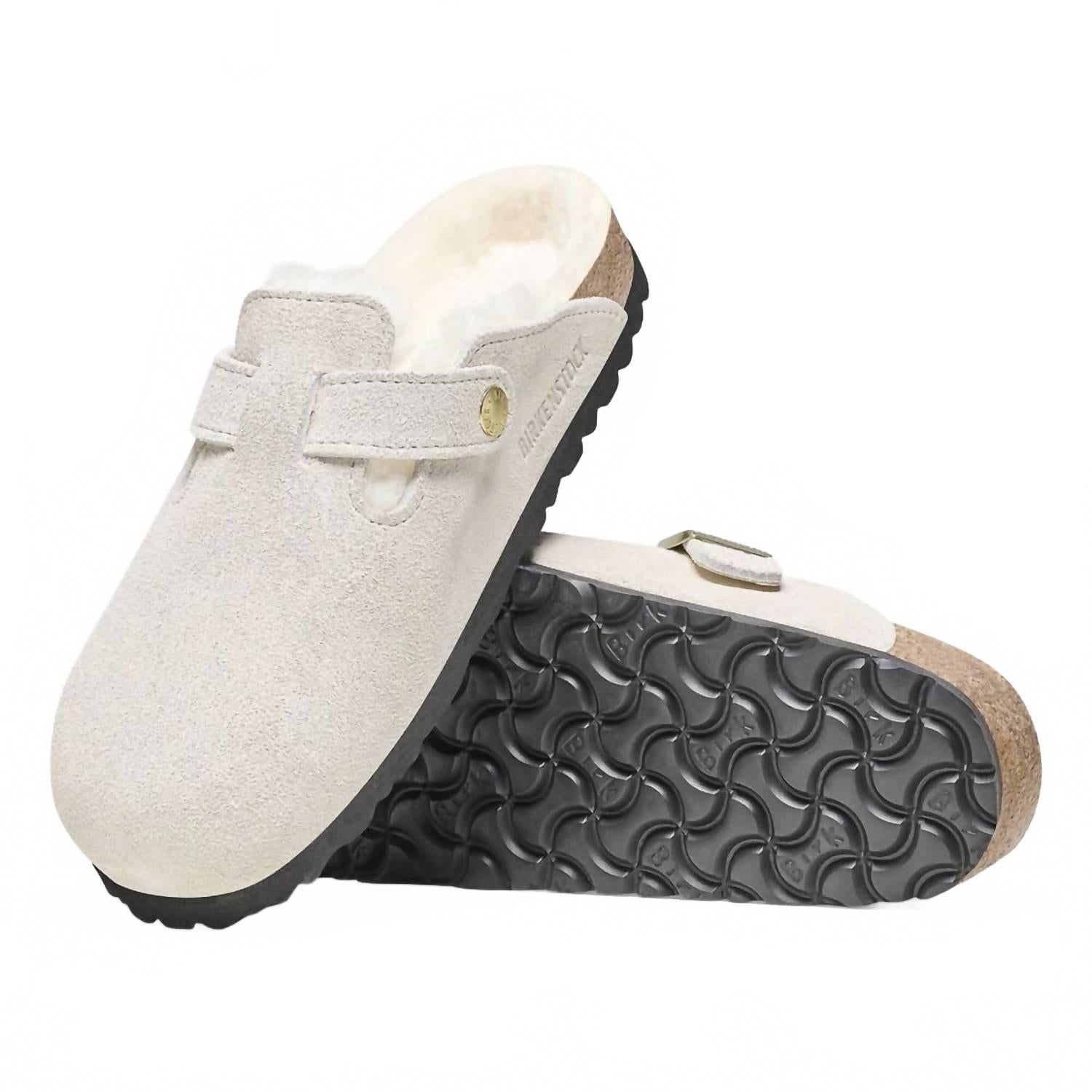 Women's Boston Shearling Clog In Antique White