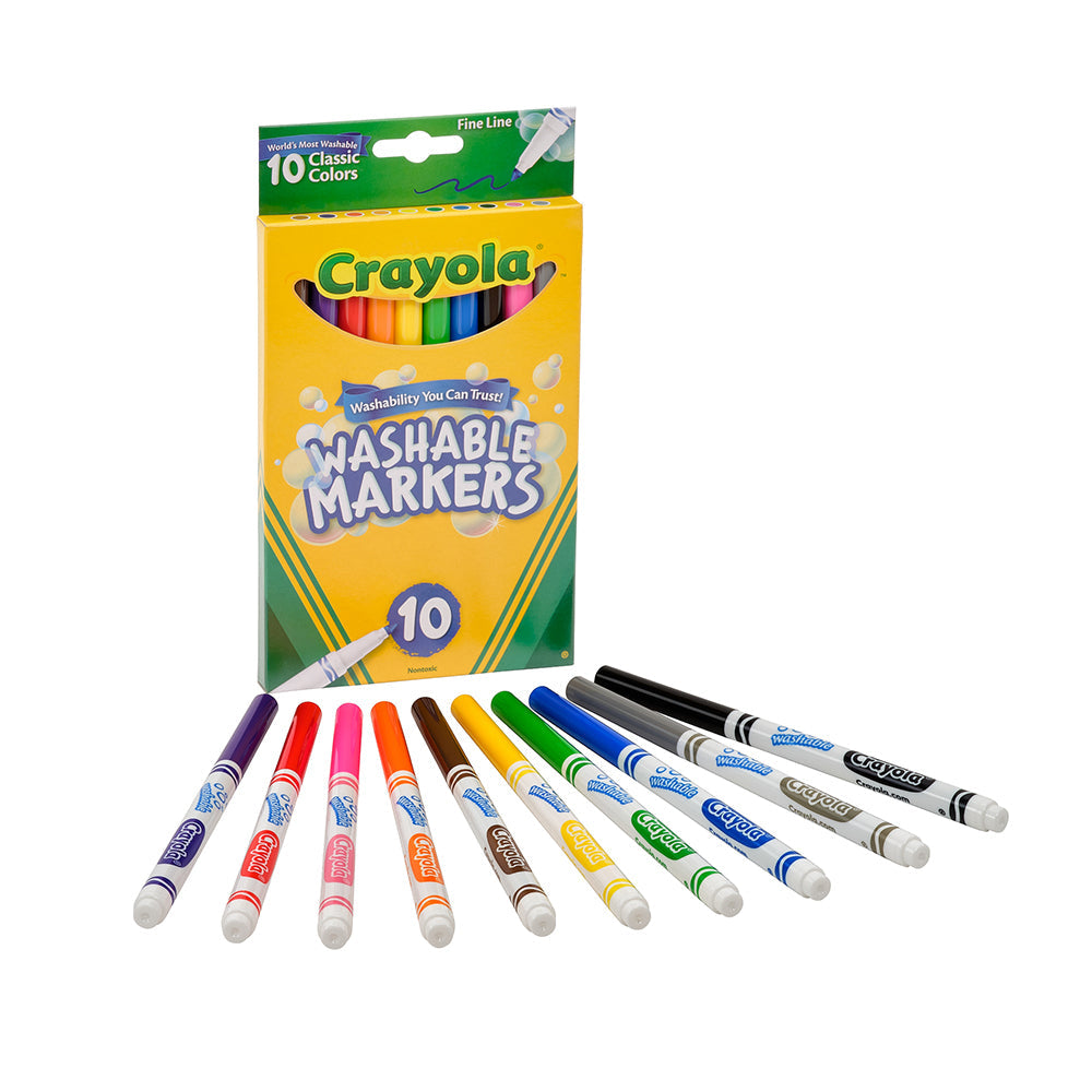 10pc Crayola Kids/Childrens Creative Washable Fineline Markers 36m+