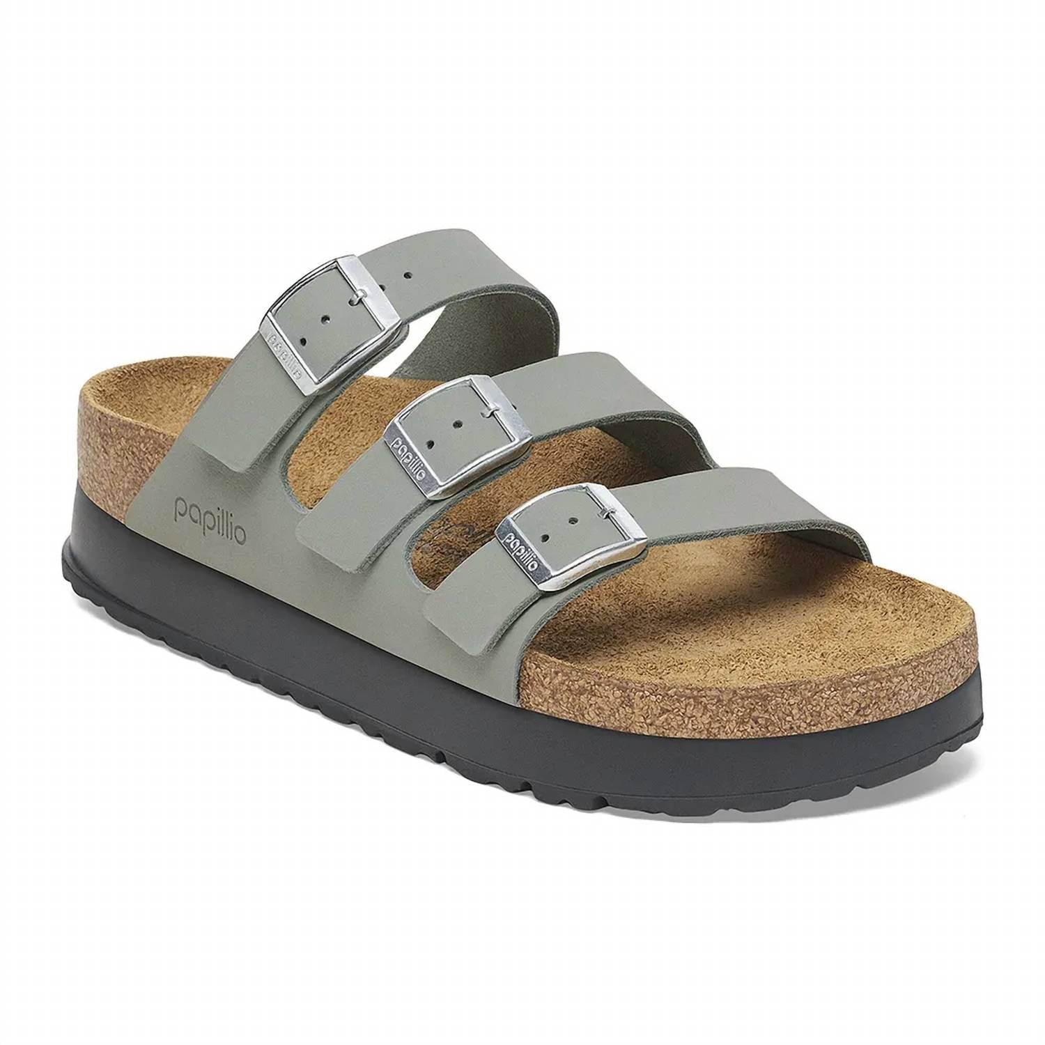 Women's Papillio Florida Flex Flatform Nubuck Leather Sandal - Narrow Width In Pure Sage