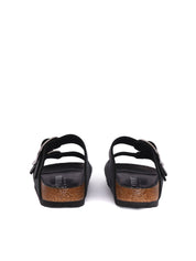 Black Arizona Oiled Leather Slide Sandal