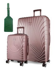 2pc Pierre Cardin Large Hard-Shell Suitcase & Cabin Set Luggage Tag Rose