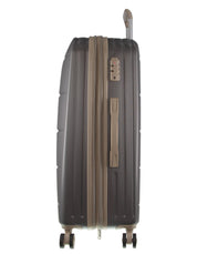 2pc Pierre Cardin Large Hard & Cabin Travel Luggage Set w/ Name Tag Graphite