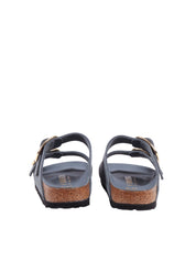 Grey Arizona Oiled Leather Slide Sandal