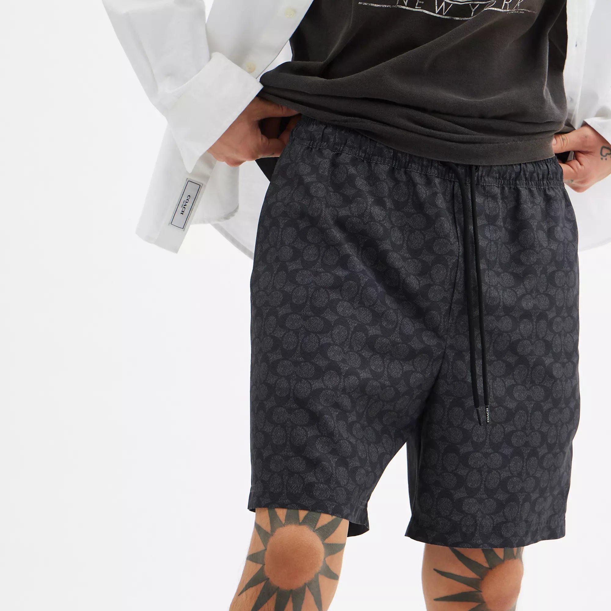 Coach Outlet Signature Swim Trunks In Recycled Polyester
