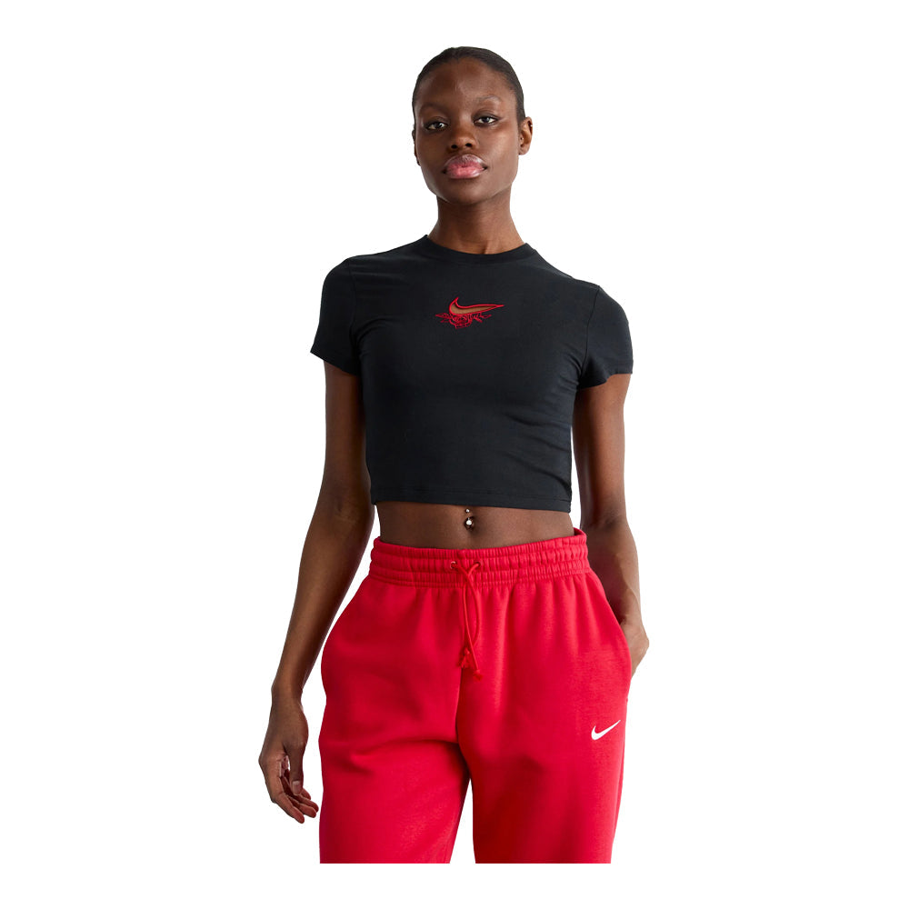 Women's Nike Sportswear Chill Knit Cropped T-Shirt - Black