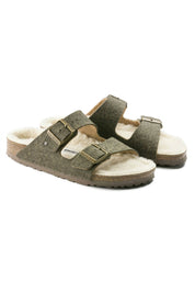 Unisex Arizona Rivet Wool Felt Narrow Sandals In Khaki