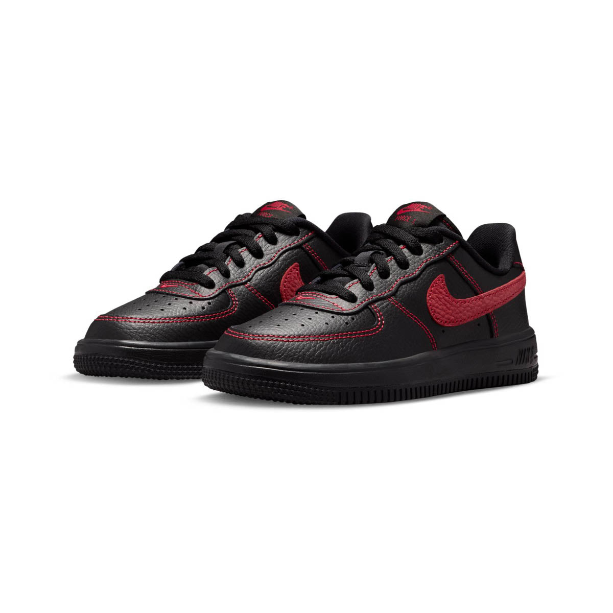 Pre School Nike Force 1 Low Lv8 3_Black/University Red-Black-Black