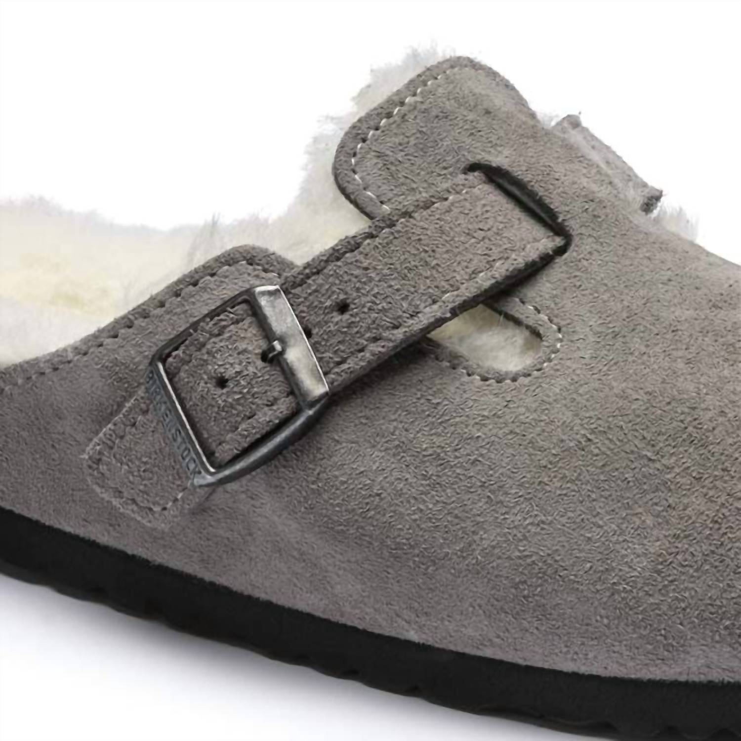 Women's Boston Shearling Clog - Narrow In Stone Coin