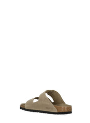 Beige Arizona Big Buckle Leather Sandals