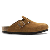 Unisex Boston Soft Footbed Suede Leather Narrow Fit Clogs In Mink