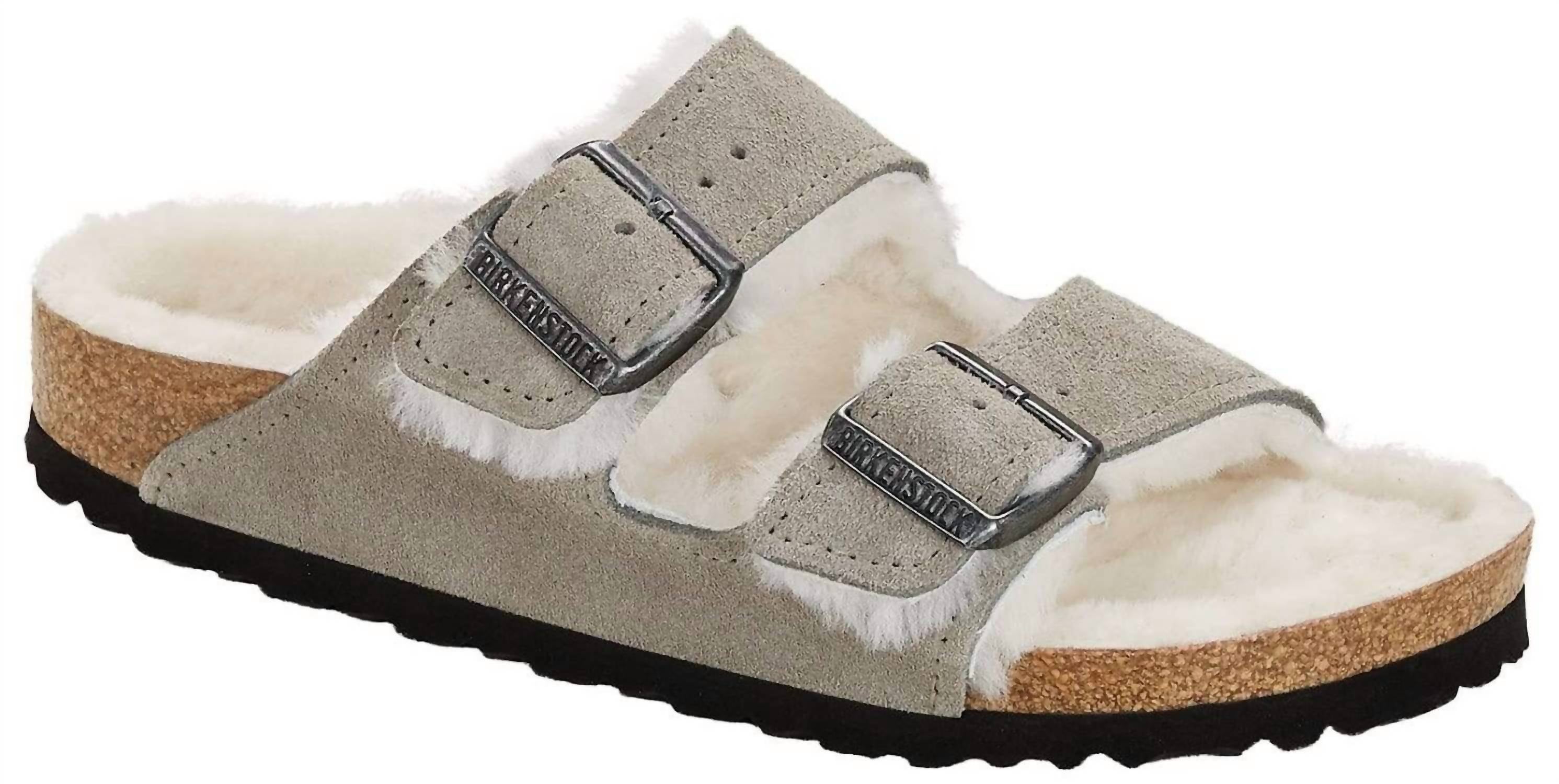 Women's Arizona Shearling Suede Leather Sandals In Natural