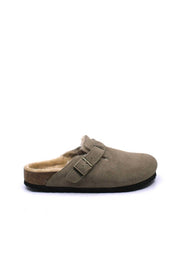 Women's Boston Shearling Clog - Narrow In Taupe