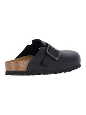 Slip-On Mules with Rounded Toe and Metal Buckle Detail