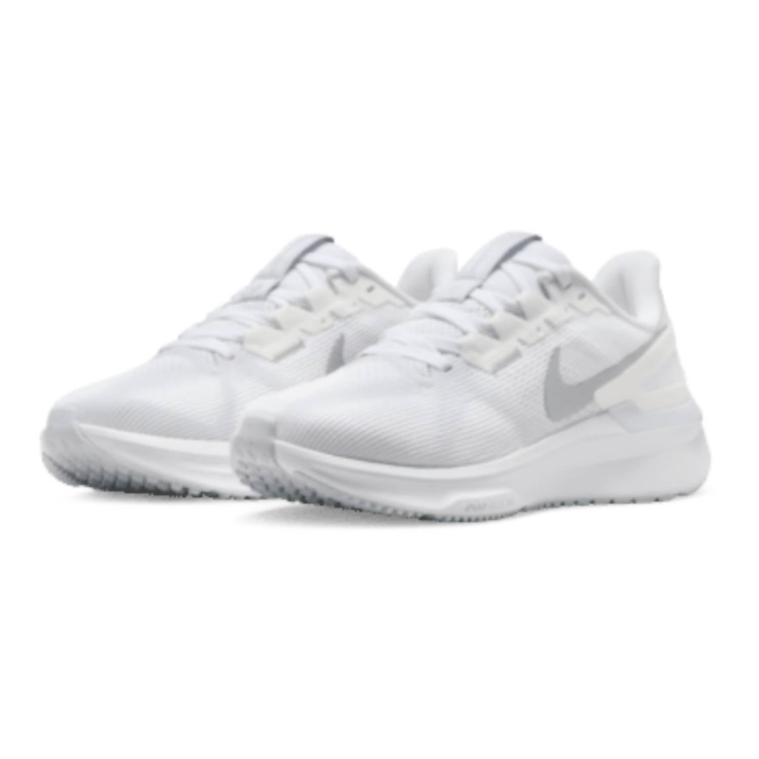 Women's Air Zoom Structure 25 Shoes In White/pure Platinum/metallic Silver
