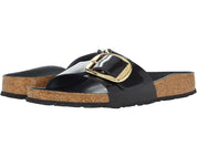 Women's Birkenstock Madrid Big Buckle 1022650 Black Leather Sandals ZOGG2056